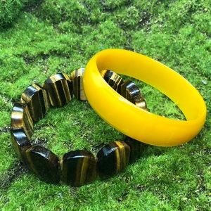 Tiger Eye stretch bracelet and Lucite bangle